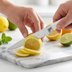 8-Inch High Carbon Stainless Steel Chef Knife | Speckled Non-Stick Coating | Sharp Kitchen Knife with Ergonomic Handle
