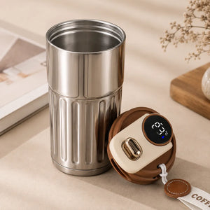 Digital Temperature Display Coffee Mug | 316 Stainless Steel Vacuum Insulated Travel Mug with Leakproof Lid | Double Wall Thermal Tumbler