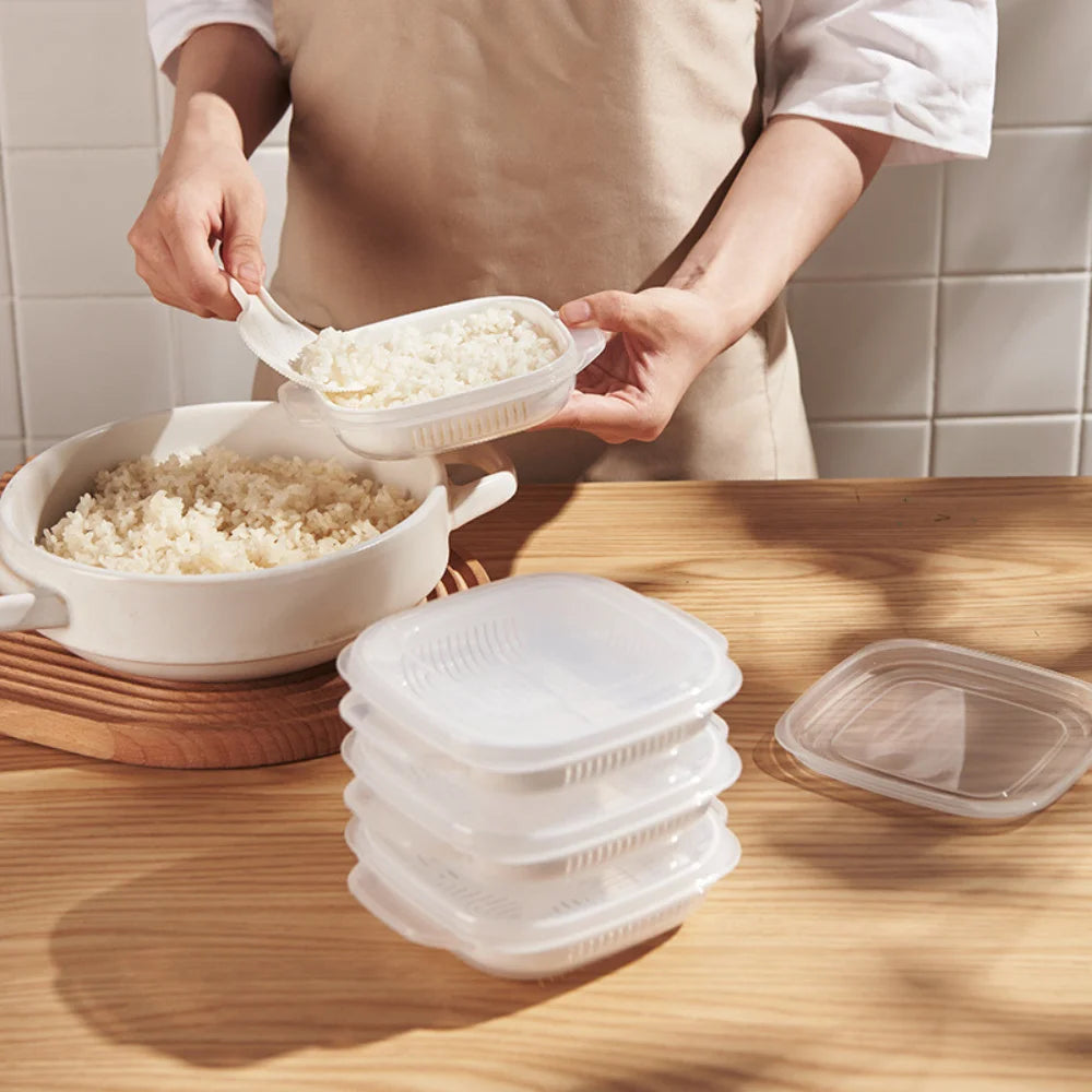 4Pcs Multi-Compartment Produce Storage Box | Airtight Fridge Organizer for Fruits, Vegetables, Garlic & Ginger