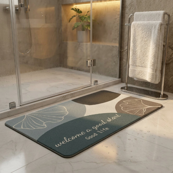 Modern Abstract Anti-Slip Bathroom Mat | Soft Absorbent Quick Dry Floor Rug Minimalist Entryway & Washroom Carpet