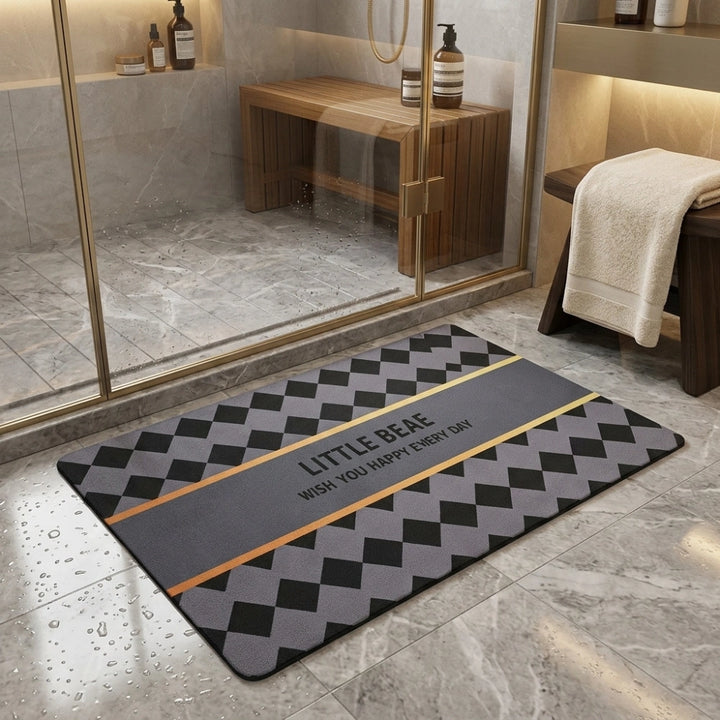 Little Beae Printed Bathroom Mat | Soft Quick Dry Anti-Slip Absorbent Floor Rug for Bathroom Entrance & Bedroom