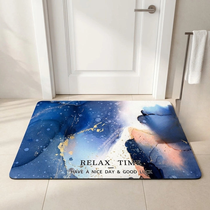 Luxury Marble Relax Time Door Mat | Anti-Slip Soft Floor Rug | Modern Bathroom & Entrance Home Decor Mat