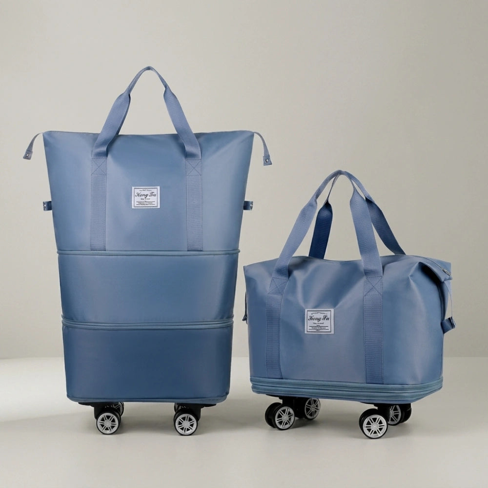 Foldable Expandable Travel Duffle Bag with Wheels – Large Capacity Rolling Trolley Weekend Bag for Travel & Luggage Storage