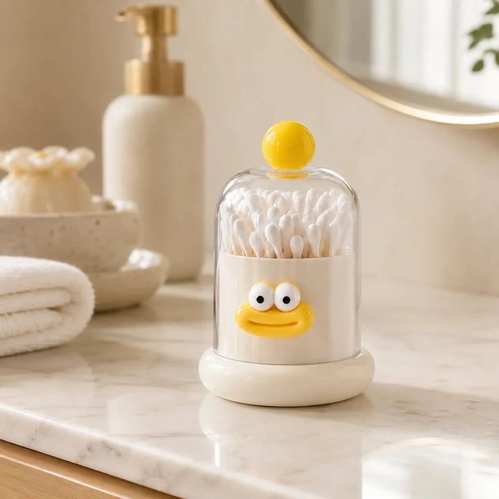 Transparent Cotton Buds & Toothpick Holder with Lid | Cotton Swab Dispenser & Bathroom Vanity Organizer for Makeup & Kitchen