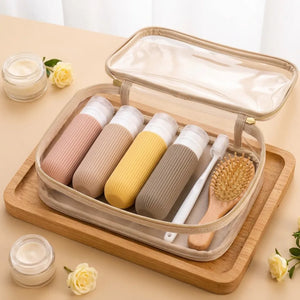 4PCS Travel Toiletry Bottles Set | 90ml BPA-Free Leakproof Silicone Containers for Shampoo, Lotion & Travel Essentials