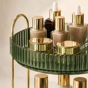 2-Tier 360° Rotating Makeup Organizer | Cosmetic, Skincare & Perfume Storage Holder | Bathroom Vanity & Dressing Table Organizer