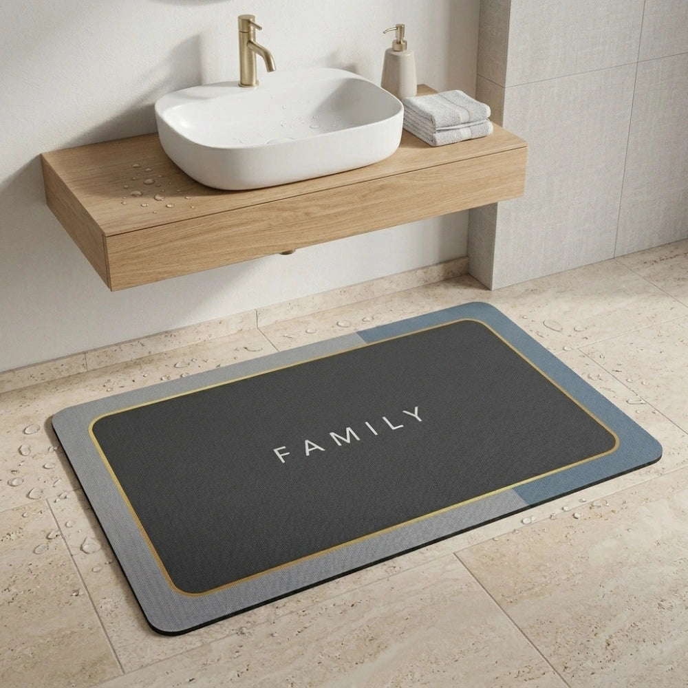 Modern Anti-Slip Bathroom Floor Mat | Soft Absorbent Washable Door Mat for Bathroom, Kitchen & Entryway | Minimal Luxury Design Rug