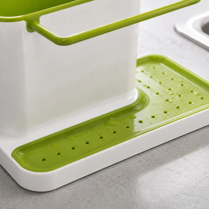 3-in-1 Kitchen Sink Organizer | Wall Mounted Dishwashing Caddy with Soap, Sponge & Cloth Holder | Plastic Sink Storage Stand