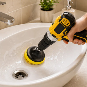 8PCS Drill Brush Cleaning Attachment Set | Nylon Scrub Brushes & Scouring Pads for Bathroom, Kitchen, Tile, Floor & Car Cleaning