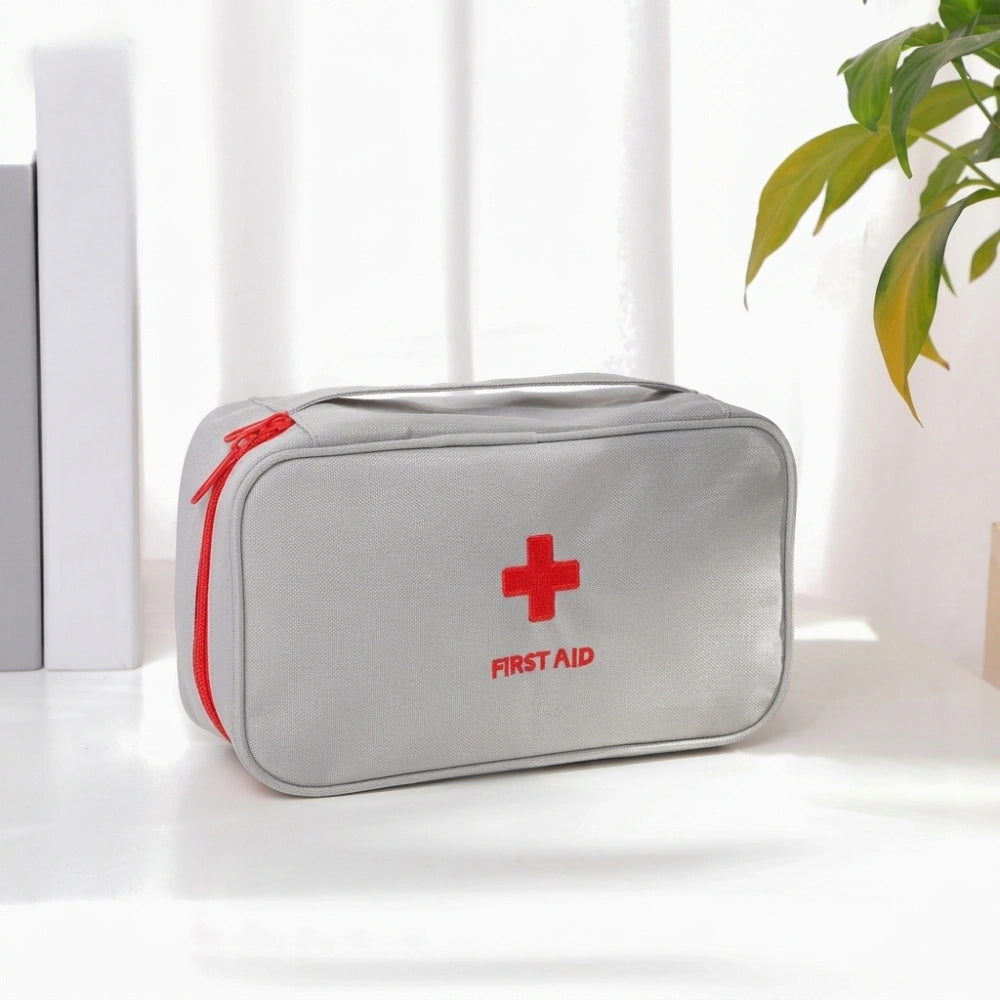 Emergency First Aid Kit Pouch with Handle | Multi-Layer Fabric Medicine Organizer Bag for Travel, Home, Car