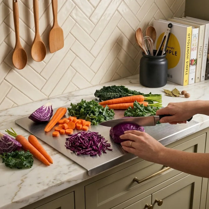 Bend Stainless Steel Chopping Board | 28.5 × 35.5 cm Metal Cutting Board