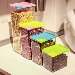 Easy Flow Cereal Dispenser Storage Containers Set of 3 | Airtight Kitchen Jars for Rice, Pasta & Pulses (400ml, 600ml, 800ml)
