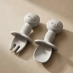 Silicone Baby Spoon & Fork Set | Soft Tip Self-Feeding Utensils for Babies & Toddlers