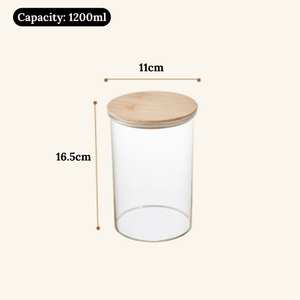 Modern Airtight Transparent Food Storage Jar with Natural Bamboo Lid | Multi-Purpose Pantry Organizer
