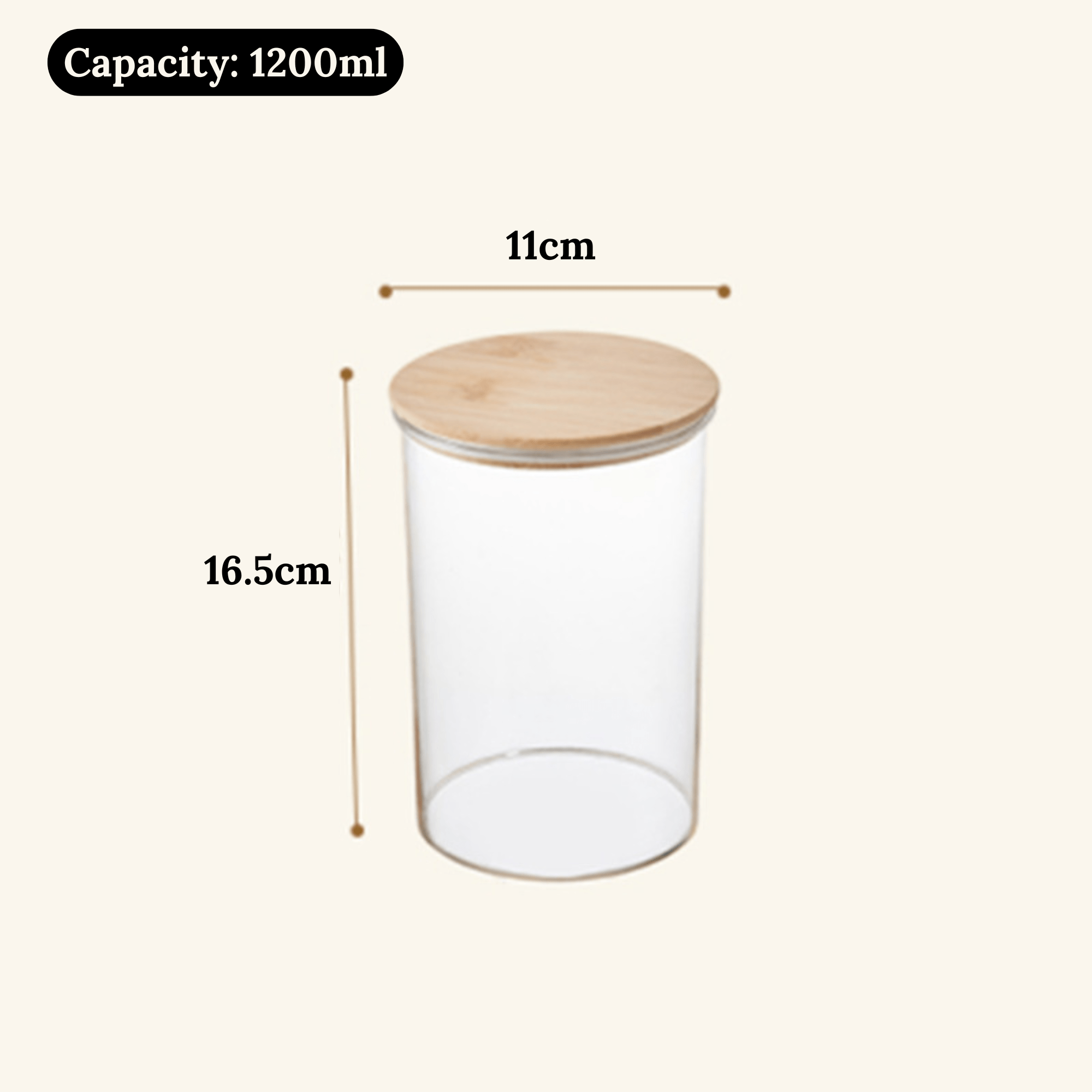 Modern Airtight Transparent Food Storage Jar with Natural Bamboo Lid | Multi-Purpose Pantry Organizer