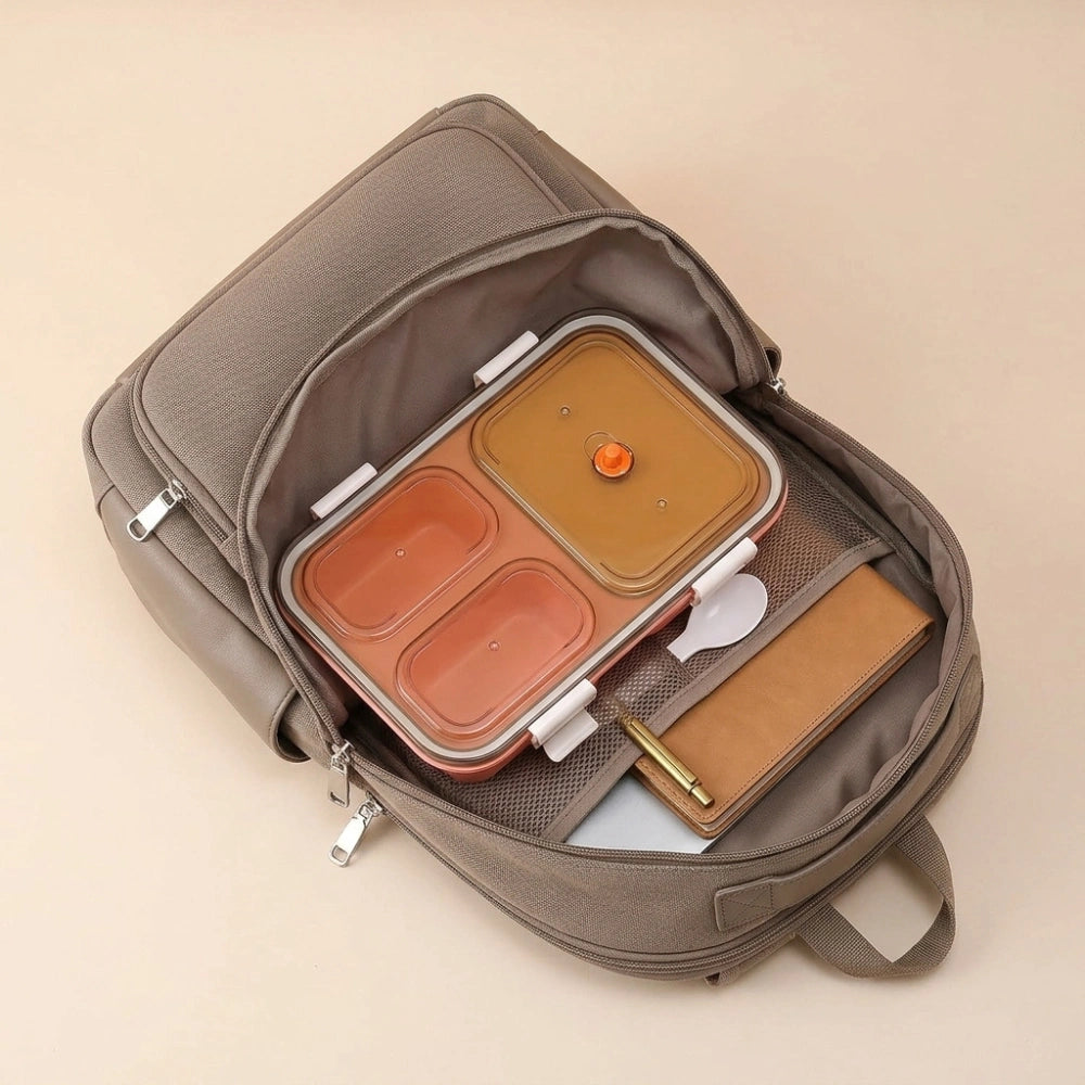 3 Compartment Lunch Box with Spoon | Leak-Resistant Bento Lunch Box for School | BPA-Free Food Storage Tiffin Box for Kids & Adults