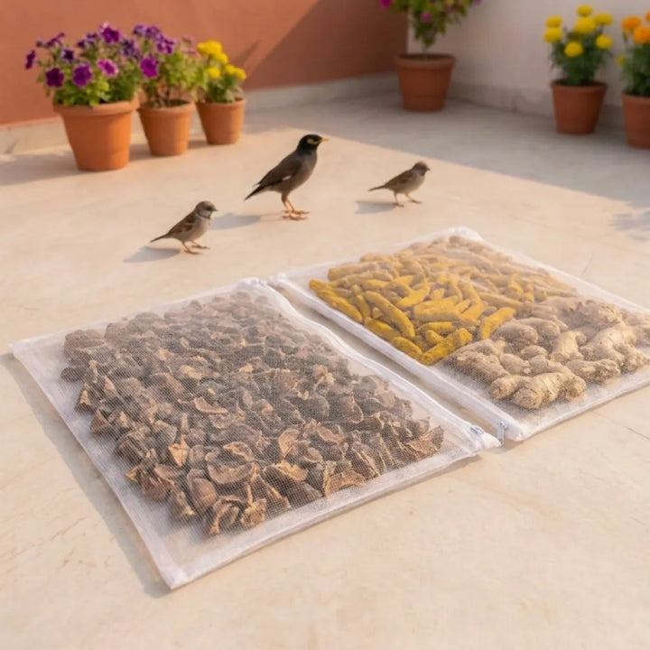 Multipurpose Drying Mat for Papad, Chilli, Rice, Breathable Mesh Washable Reusable Foldable Lightweight Sun Drying Cloth