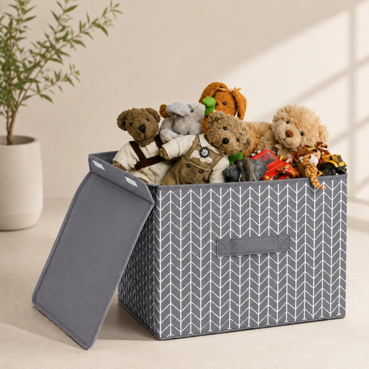 Foldable Storage Box with Lid | Multi-Purpose Clothes, Toys & Wardrobe Organizer Bin