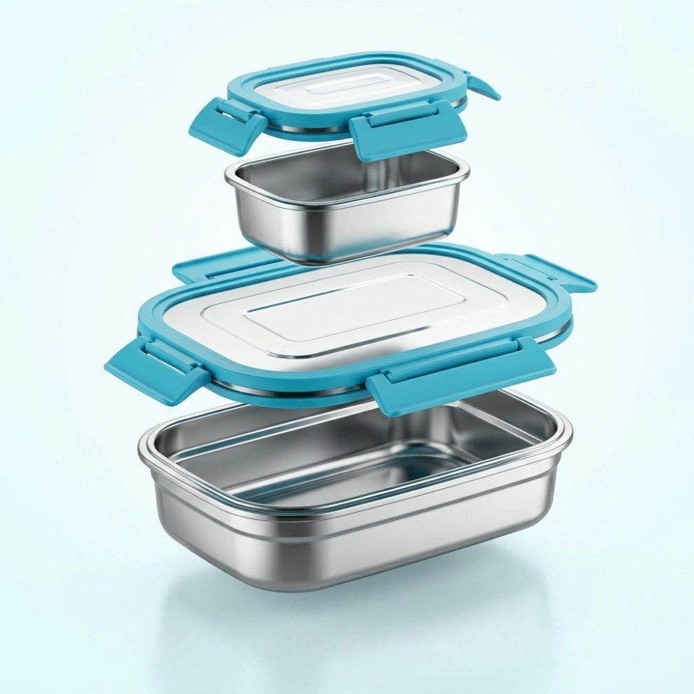 Fusion Stainless Steel Lunch Box Set with Airtight Leak-Proof Lids | Premium Food Grade Tiffin Box for Office, School & Travel | Reusable Lunch Containers