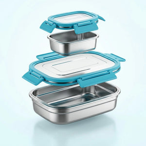 Fusion Stainless Steel Lunch Box Set with Airtight Leak-Proof Lids | Premium Food Grade Tiffin Box for Office, School & Travel | Reusable Lunch Containers