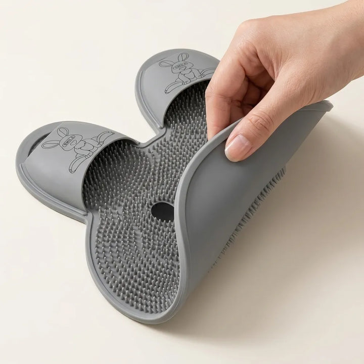 Rabbit Shape Silicone Foot Scrubber Mat for Shower | Non-Slip Foot Cleaner with Suction Cups | Exfoliating Massage Mat for Dry Skin & Cracked Heels