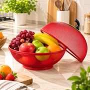 Apple Shape Fruit Basket with Lid Net Cover | Large Stainless Steel Food Storage Basket for Fruits & Vegetables, Protective Mesh Cover for Kitchen & Dining