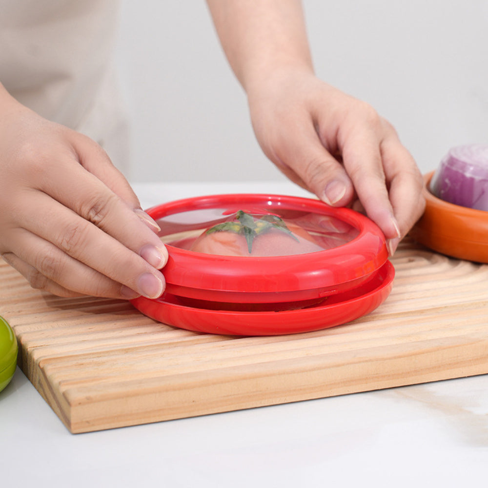 Silicone Fruit & Vegetable Fresh Cover Set (4 PCS) | Anti-Oxidation Food Storage Lids for Fridge