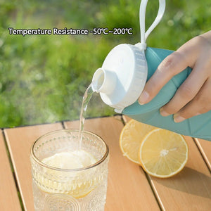 Housious® 600ml Foldable Silicone Water Bottle | Food Grade | Portable Travel Sports Bottle
