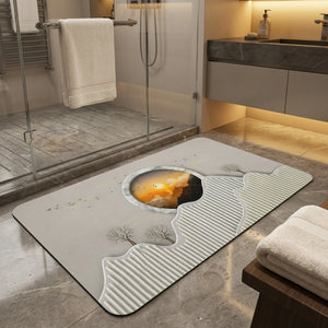 Luxury Abstract Landscape Bathroom Mat | Anti-Slip Soft Floor Rug | Modern Absorbent Entrance & Bathroom Door Mat