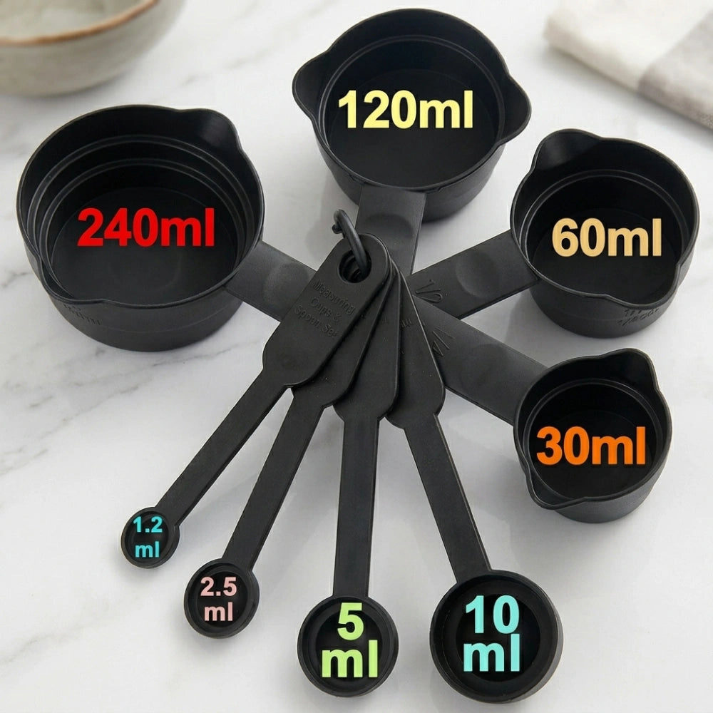 8-Piece Measuring Cups & Spoons Set | Plastic Measuring Tools for Baking, Cooking, Dry & Liquid Ingredients
