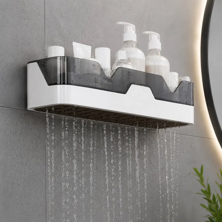 Self-Adhesive Dual-Layer Bathroom Wall Rack | No-Drill Plastic Wall Mounted Storage Organizer for Toiletries & Bathroom Accessories