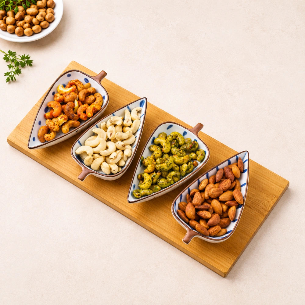 Multipurpose Snack Serving Dish with Compartments | Dry Fruit, Namkeen, Nuts, Candy & Fruit Serving Tray | Elegant Decorative Tableware for Home, Kitchen & Parties