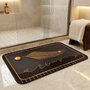 Luxury Black Gold Welcome Door Mat | Anti-Slip Floor Mat | Modern Bathroom & Entrance Rug | Soft Absorbent Home Decor Mat