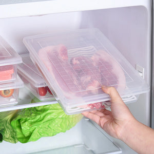 Fridge Storage Containers Set | Stackable Freezer Organizer Boxes with Drain Tray & Airtight Lids, Heavy-Duty Food Storage for Meat, Fruits & Vegetables