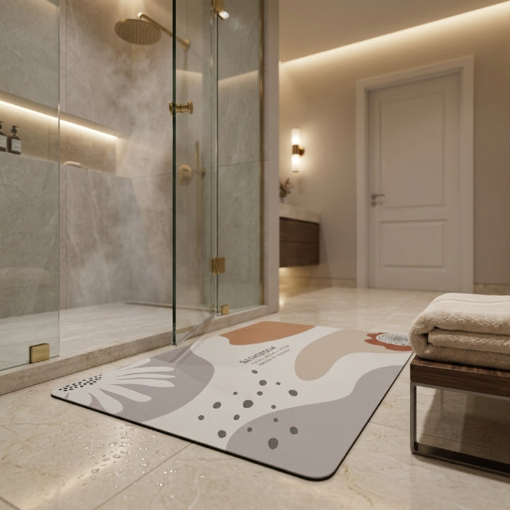 Abstract Minimalist Bathroom Floor Mat | Soft Non-Slip Absorbent Bath Rug Modern Decorative Bathroom Door Mat Quick Dry Washable Floor Carpet