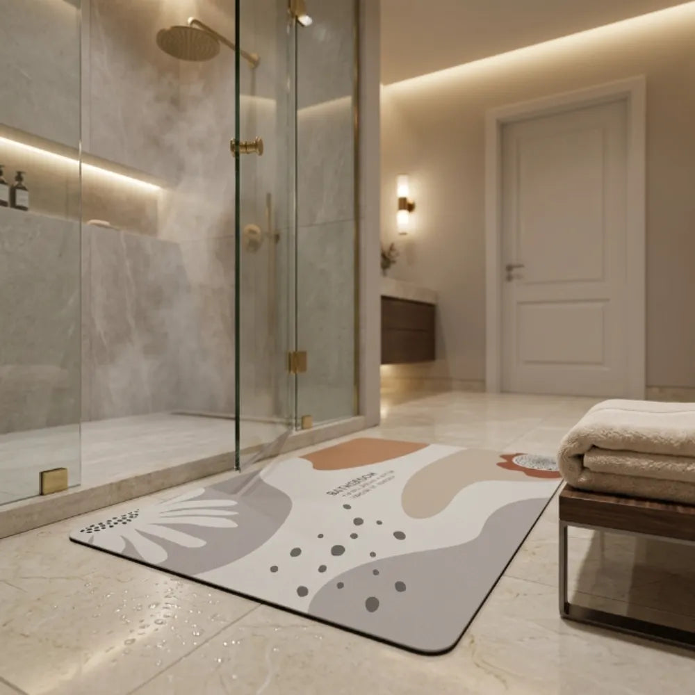 Abstract Minimalist Bathroom Floor Mat | Soft Non-Slip Absorbent Bath Rug Modern Decorative Bathroom Door Mat Quick Dry Washable Floor Carpet