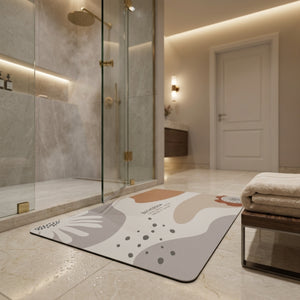 Abstract Minimalist Bathroom Floor Mat | Soft Non-Slip Absorbent Bath Rug Modern Decorative Bathroom Door Mat Quick Dry Washable Floor Carpet