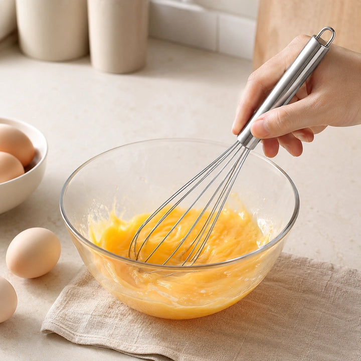 Stainless Steel Manual Hand Whisk | Coffee Frother, Egg Beater & Baking Whisk | Milk Frothing Mixer for Kitchen