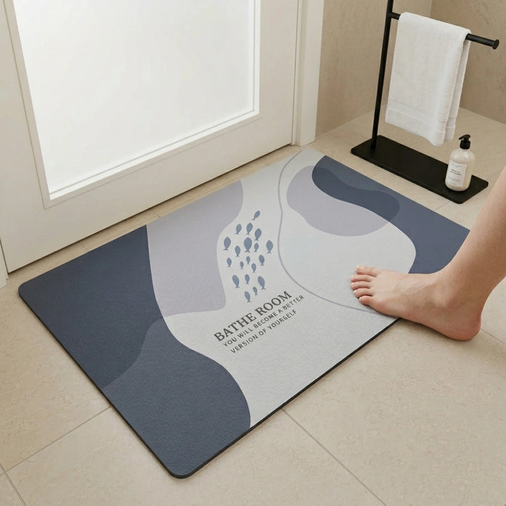 Abstract Pastel Bath Mat | Modern Non Slip Bathroom Rug Minimalist Soft Floor Mat