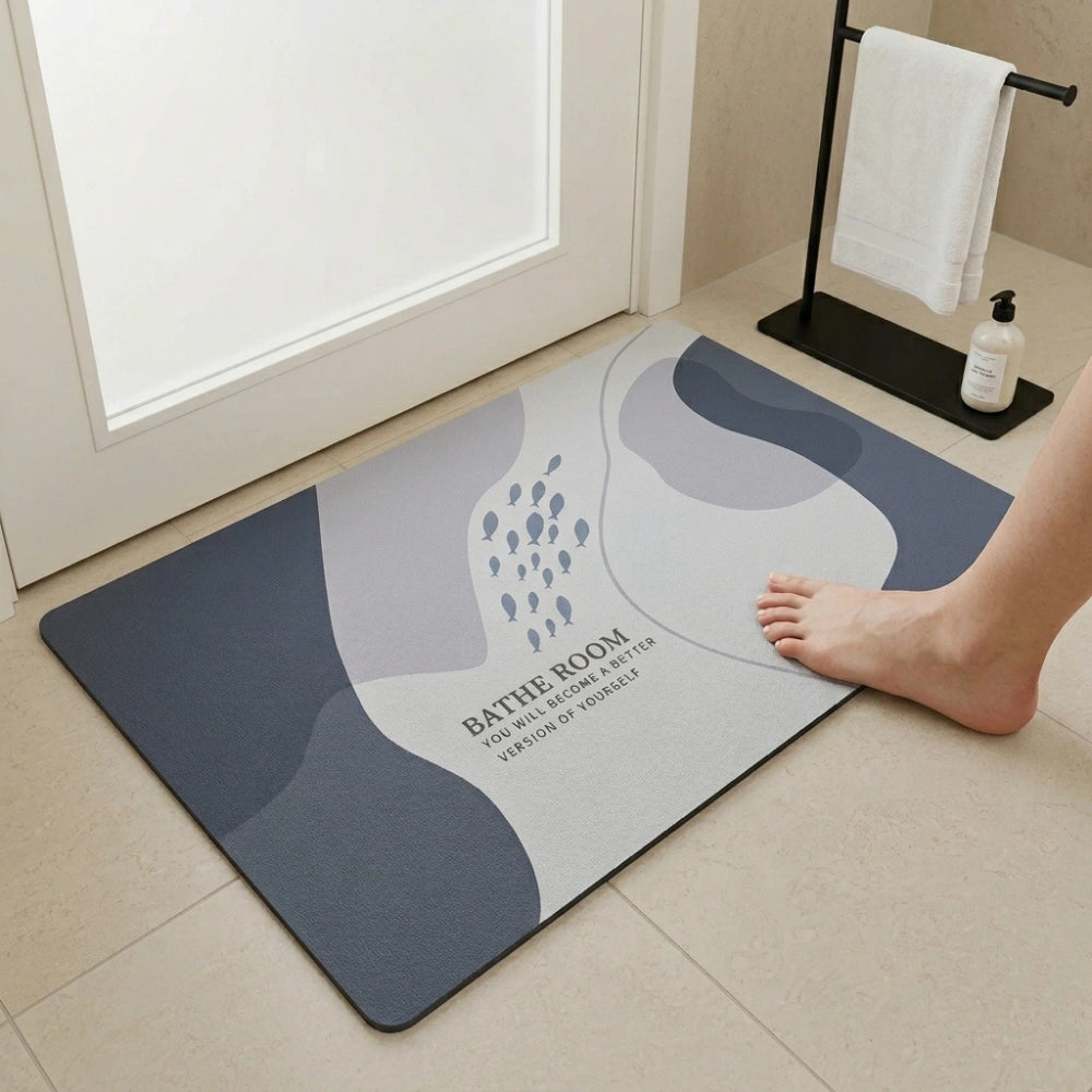 Abstract Pastel Bath Mat | Modern Non Slip Bathroom Rug Minimalist Soft Floor Mat