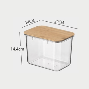 Multi-Purpose Transparent Food Storage Containers with Wooden Lid | Eco-Friendly Kitchen Organization