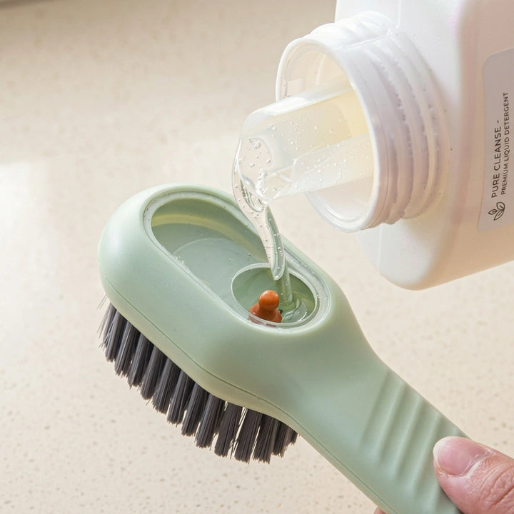 Shoe Cleaning Brush with Soap Dispenser Handle | Soft Bristle Scrubber for Shoes, Boots & Sneakers