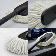 Super-Soft Microfiber Car Duster Brush with Detachable Handle| Strong Absorption, Scratch-Free Cleaning Tool for Wet & Dry Dusting/Polishing/Washing for Bike, Car, Truck, Office, Kitchen-White