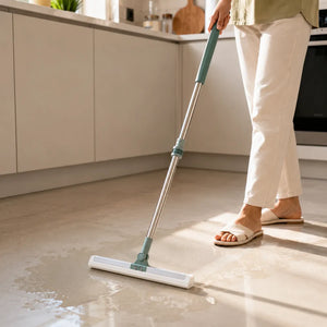 Slim Floor Squeegee Mop with Telescopic Handle | 360° Rotating Silicone Floor Wiper for Bathroom, Kitchen, Windows & Floor Cleaning