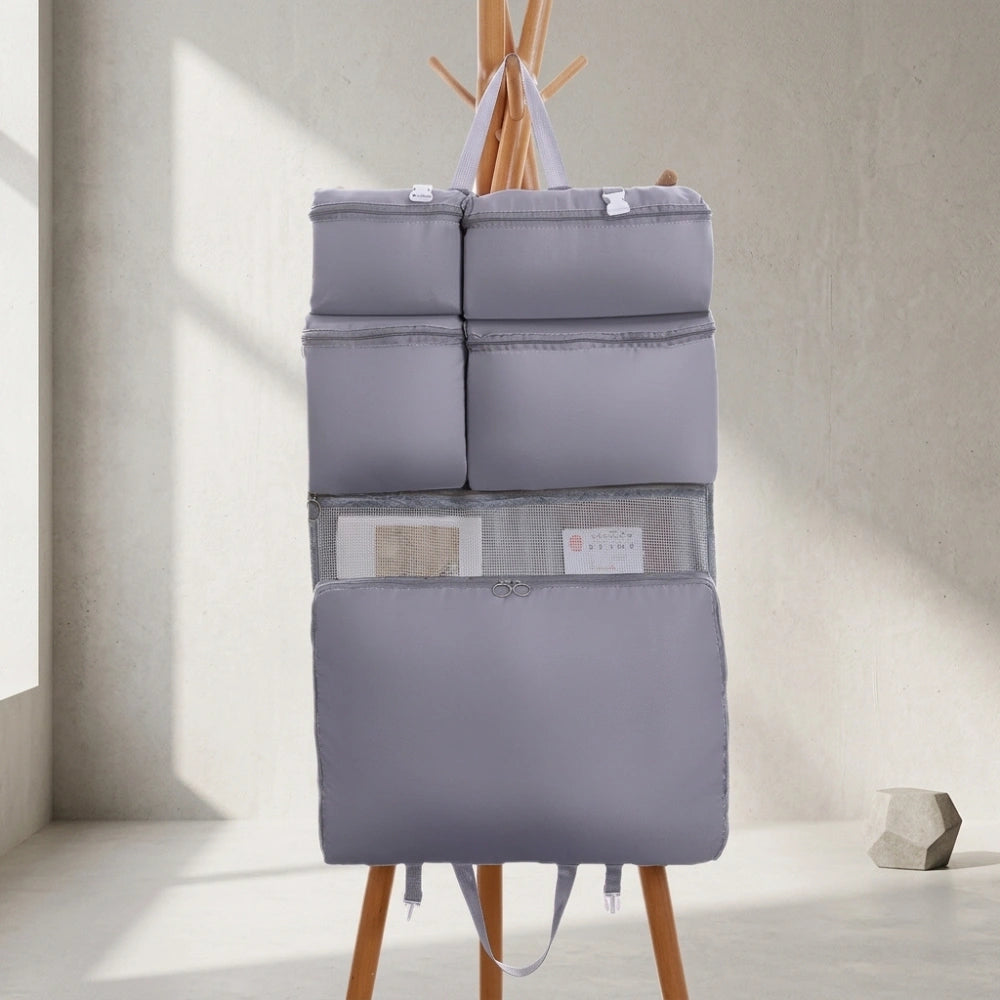7 Pocket Wardrobe Travel Bag | Foldable Hanging Garment Organizer Duffel with Trolley Sleeve