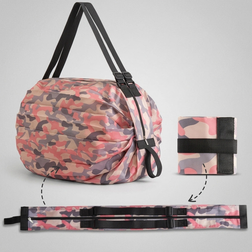 Waterproof Foldable Travel Tote Bag with Zipper | Compact Reusable Shopping & Shoulder Bag for Men and Women