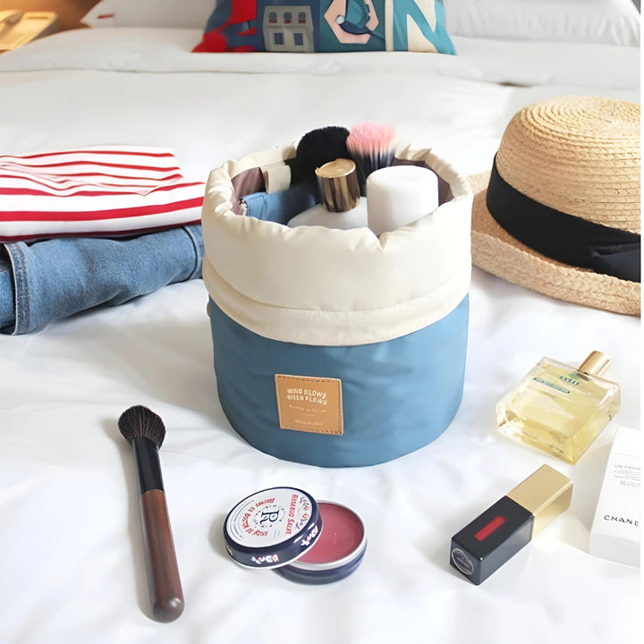 Stylish Drawstring Bucket Makeup Bag for Women | Portable Cosmetic & Toiletry Organizer Pouch for Travel and Daily Use