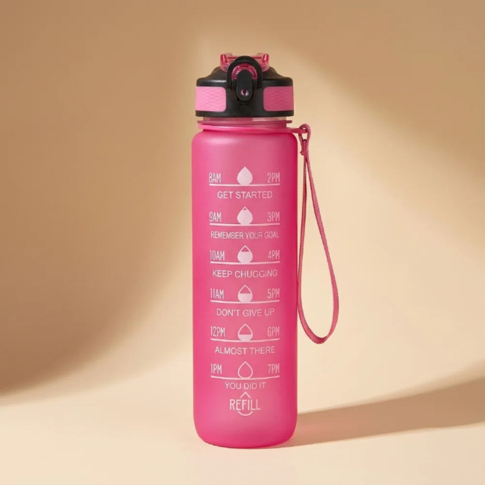 HydraTrack 1000ml Motivational Water Bottle – BPA Free, Leakproof & Unbreakable | Time Marker, Straw, Sipper, Carry Strap & Stickers | Sports Water Bottle for Gym, Office, Travel & Outdoor Activities