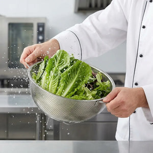 Stainless Steel Kitchen Strainer with Handle | Mesh Colander for Washing Rice, Vegetables, Fruits & Pasta