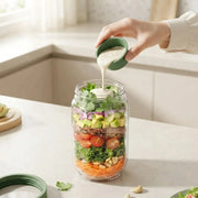 Leakproof Salad Jar with Side Opening Lid | BPA-Free Portable Salad Container with Dressing Cup